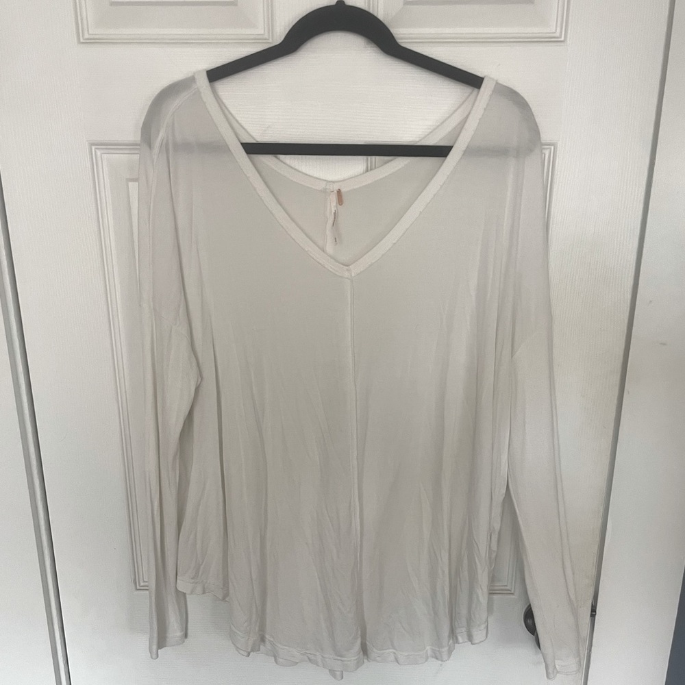 Free People White Long Sleeve Tunic Top Size M